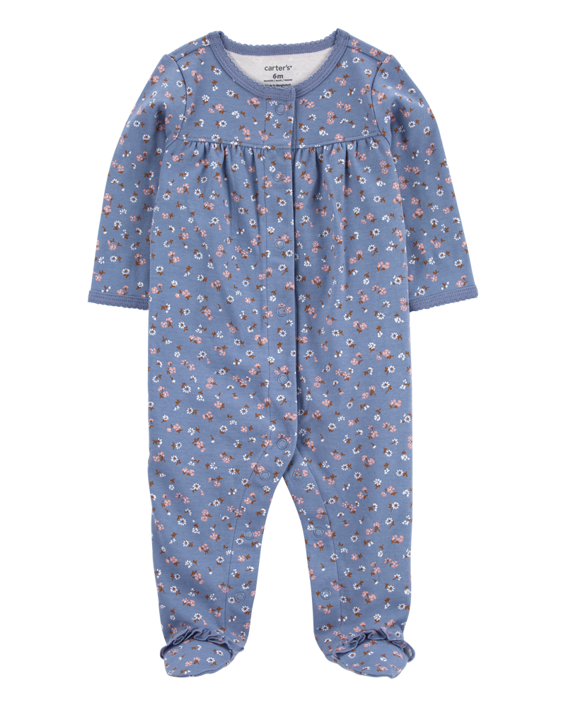 Baby Floral Snap-Up Cotton Sleeper, image 1 of 3 slides
