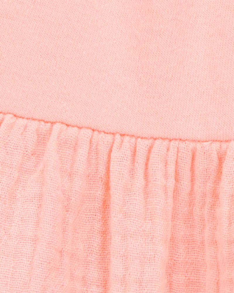 Enfant en bas âge Robe en gaze texturée à boutons - Rose, image 3 sur 5 diapositives