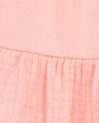 Enfant en bas âge Robe en gaze texturée à boutons - Rose, image 3 sur 5 diapositives