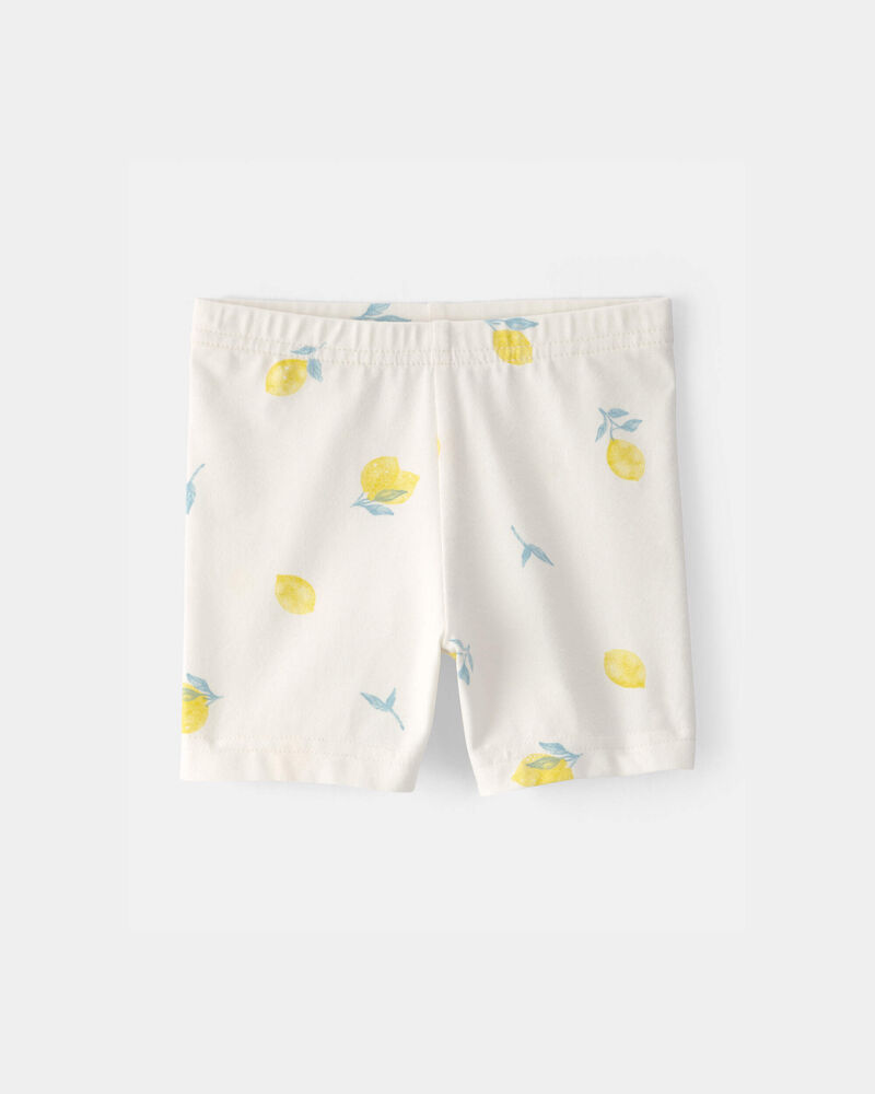 Baby Girl Lemon Bike Shorts - Cream, image 1 of 4 slides