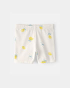 Baby Girl Lemon Bike Shorts - Cream, image 1 of 4 slides