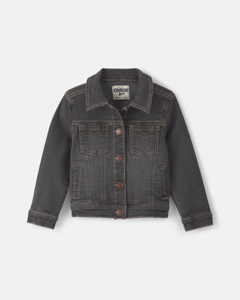 Toddler Girl Denim Jacket - Charcoal Wash, image 1 of 3 slides