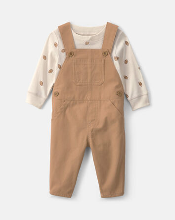 Baby Boy 2-Piece Football Long-Sleeve Overall Set - Brown, 