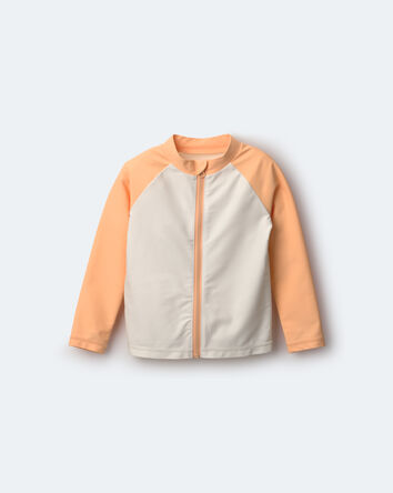 Toddler Boy Full-Zip Long-Sleeve Rashguard - Light Orange, 