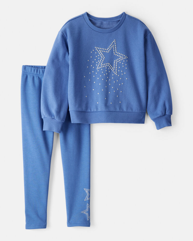 Girls Star Shine Sweatshirt & Pant Set - Blue, image 1 of 4 slides
