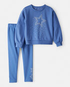 Girls Star Shine Sweatshirt & Pant Set - Blue, image 1 of 4 slides
