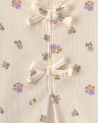 Tout-petit fille - Ensemble 2 pi&egrave;ces haut manches courtes &agrave; motif floral et pantalon - Cr&egrave;me/Vert, image 3 sur 4 diapositives