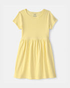 Girls Rib Short-Sleeve Dress - Yellow, image 1 of 4 slides