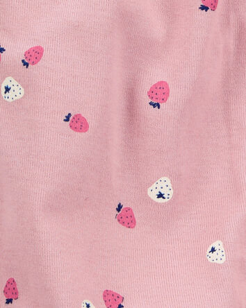Bébé fille - Barboteuse à manches courtes en tissu côtelé à motifs de fraises - Rose, 
