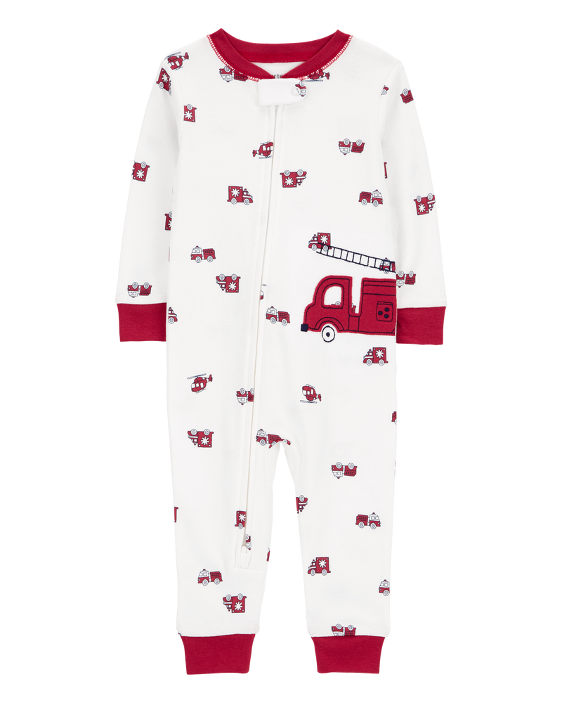 Toddler Boys Toddler 1 Piece Firetruck 100 Cotton Snug Fit Footless Pyjamas 2T Carter s