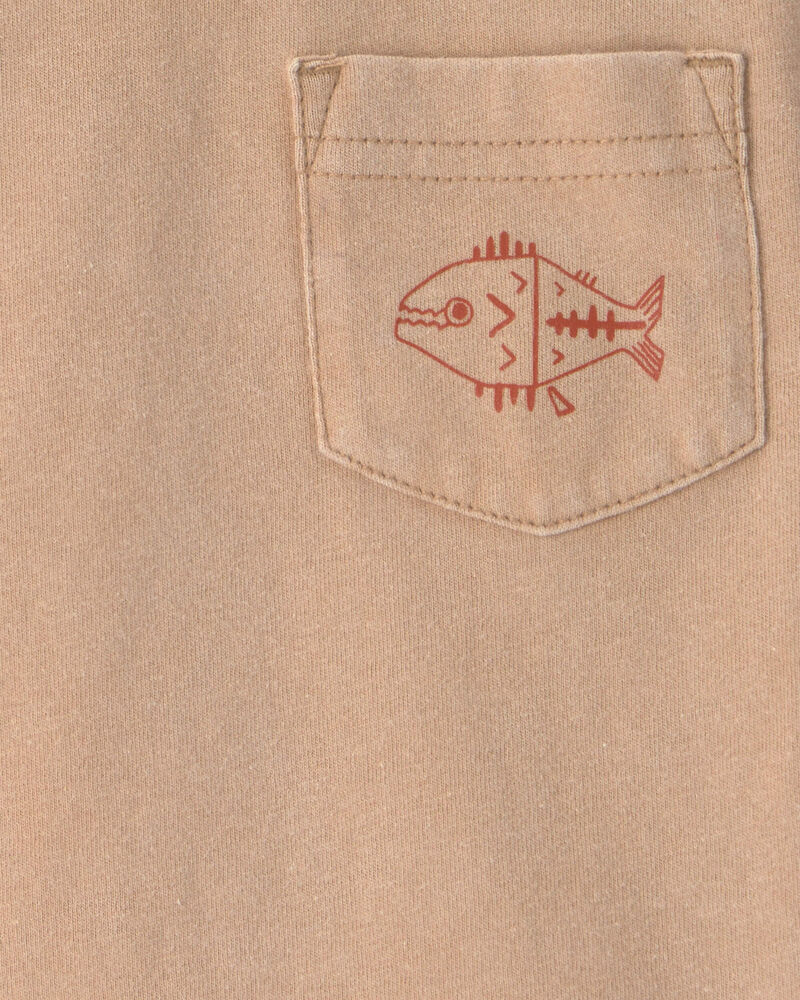 B&eacute;b&eacute; gar&ccedil;on - T-shirt &agrave; imprim&eacute; de poisson sur la poche - Brun , image 2 sur 2 diapositives