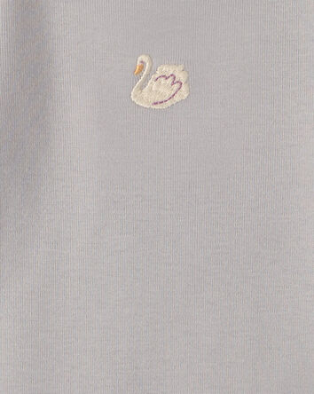Baby Girl 4-Pack Swan Floral Long-Sleeve Bodysuits - Grey/Purple/Ivory, 