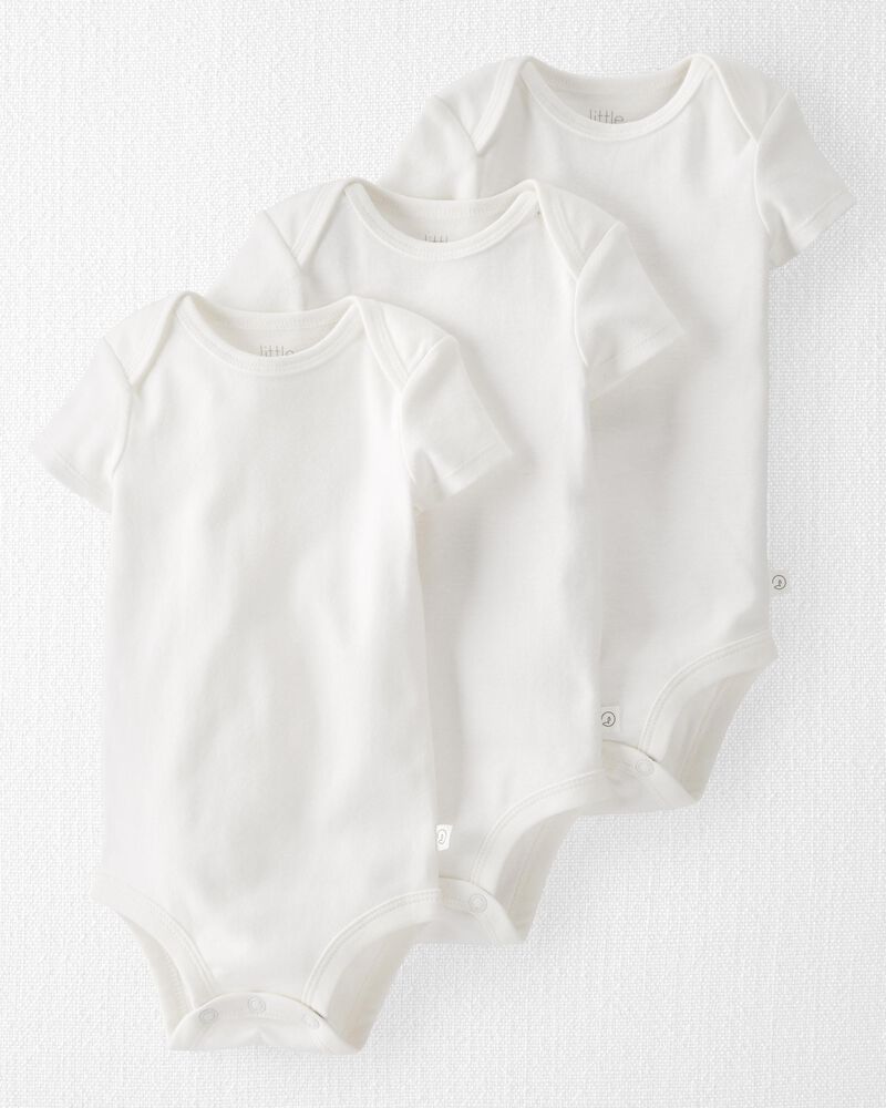 Baby 3-Pack Organic Cotton Rib Bodysuits, image 1 of 3 slides