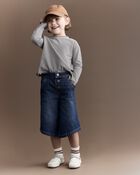 Toddler Girl Striped Ruffle Edge Long-Sleeve Top - Dark Grey/Ivory, image 4 of 6 slides