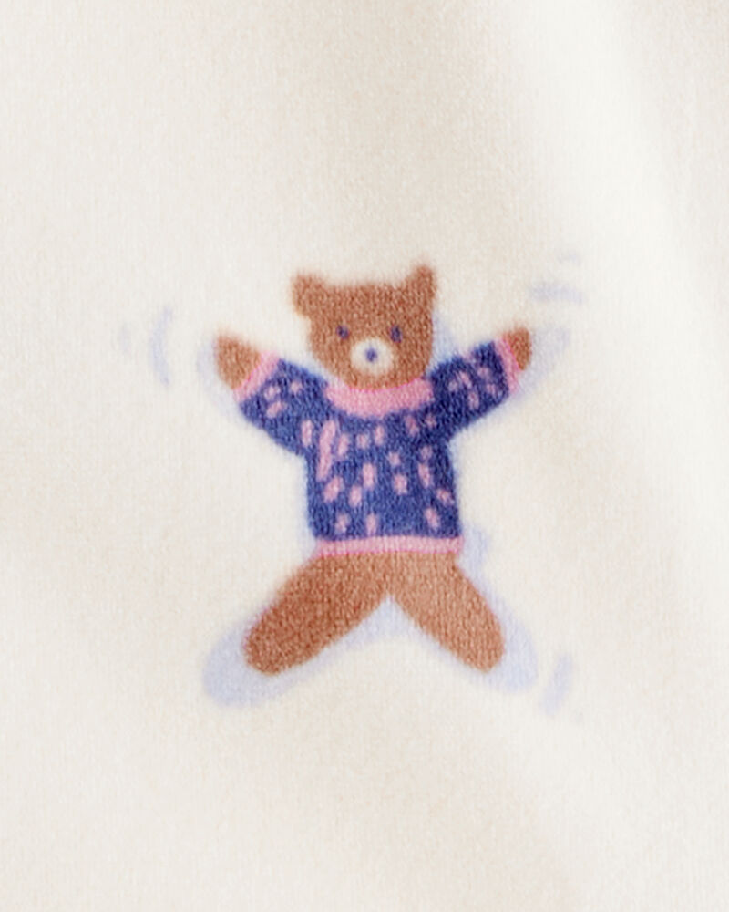 Baby Girl Snow Animals DreamPlush Snug Fit Long-Sleeve 2-Way Zip 1-Piece Pyjamas - White, image 3 of 4 slides