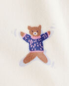 Baby Girl Snow Animals DreamPlush Snug Fit Long-Sleeve 2-Way Zip 1-Piece Pyjamas - White, image 3 of 4 slides