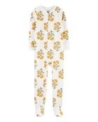 Kid 1-Piece Floral Fleece Footie Pyjamas, image 1 of 3 slides