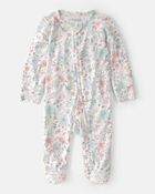 Baby Girl Butterfly Garden 2-Way Zip PurelySoft Sleeper Pyjama, image 1 of 7 slides