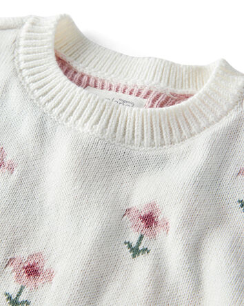 Baby Girl 2-Piece Organic Cotton Knit Pullover & Pant Set in Wildflower Maze, 