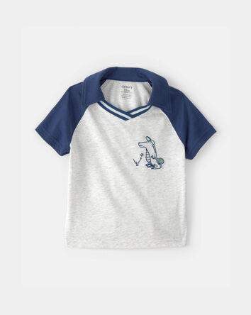 Baby Boy Alligator Polo Shirt - Blue/Grey, 
