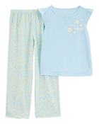 Filles - Pyjama 2 pièces décontracté à marguerites - Bleu, image 1 sur 3 diapositives
