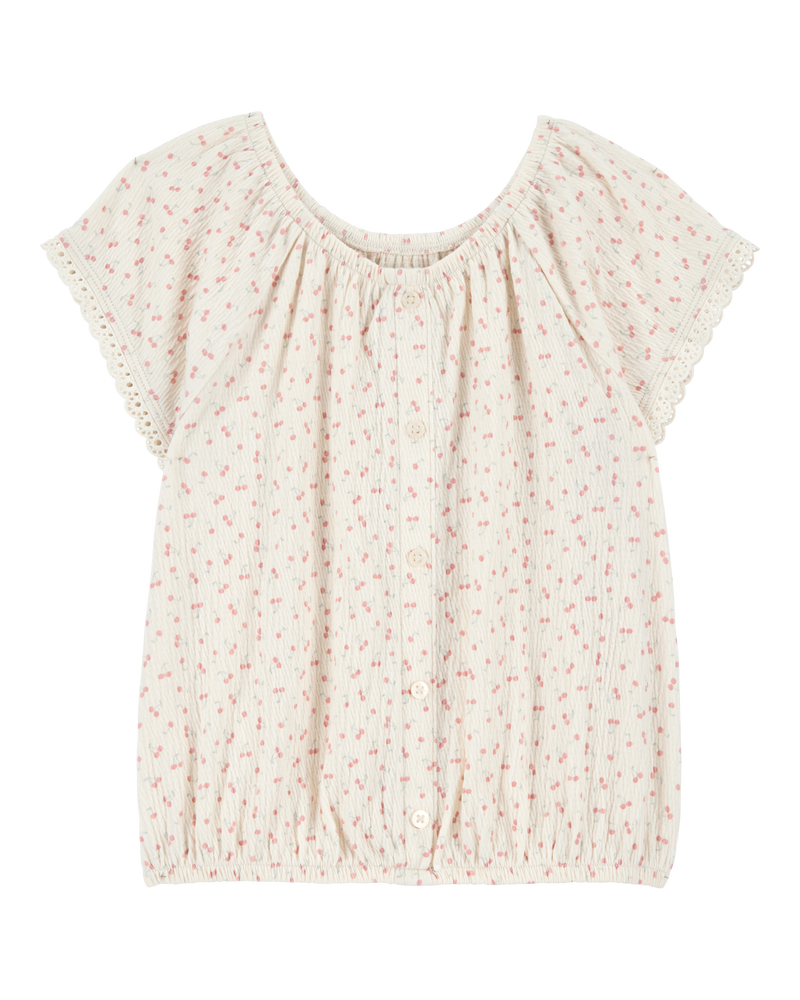 Kid Cherries Print Short-Sleeve Fashion Top, image 1 of 3 slides