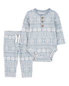 Baby 2-Piece Fair Isle Bodysuit Pant Set, image 1 of 3 slides