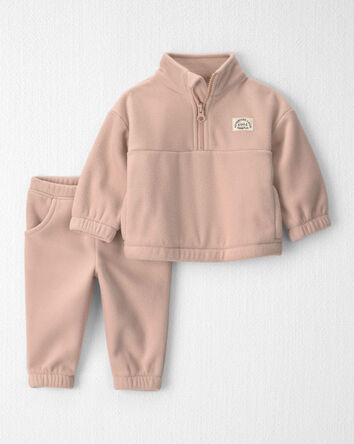 Baby Girl 2-Piece Recycled Microfleece Top & Pant Set, 