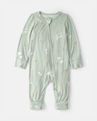 Baby Bunny 2-Way Zip PurelySoft Sleeper - Green, image 1 of 8 slides