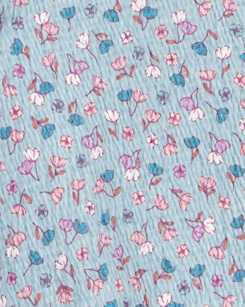 Enfant Haut boutonné à manches longues en tissu gaze à fleurs — Bleu, 