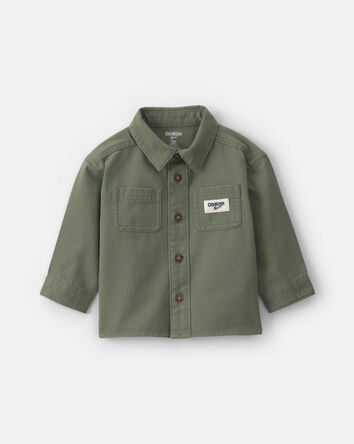 Baby Boy OshKosh Logo Twill Button-Down Shirt - Green, 