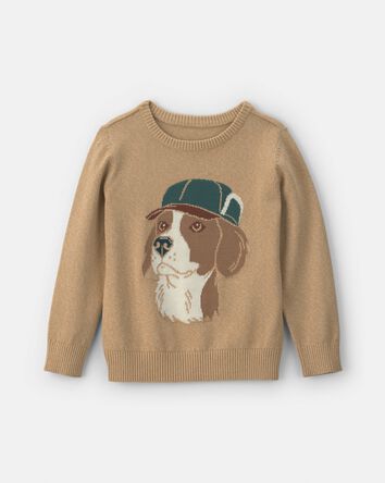 Boys Dog Sweater - Brown, 