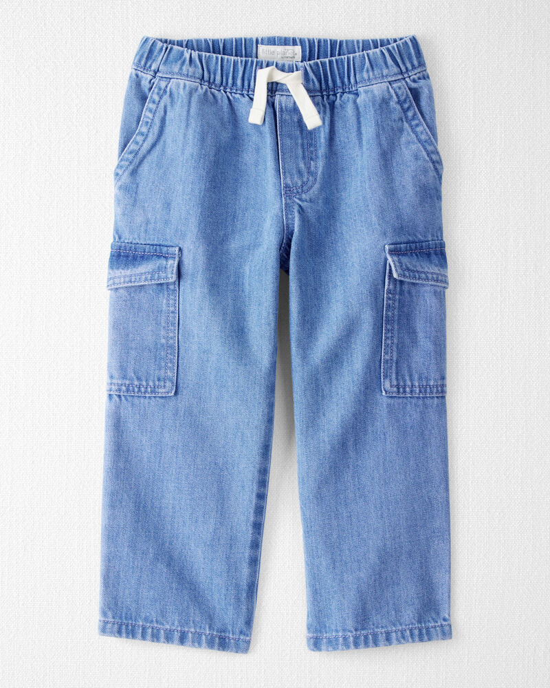 Toddler Organic Cotton Chambray Cargo Pants, image 1 of 7 slides