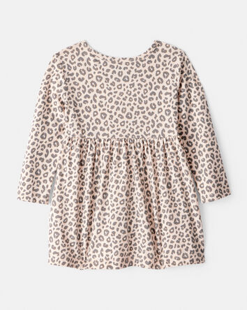 Bébé fille - Robe à manches longues à imprimé léopard – Brun, 