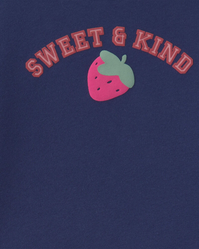 Toddler Girl 2-Piece 'Sweet & Kind' Strawberry Fleece Long-Sleeve Top & Pant Set - Navy Blue, image 4 of 6 slides