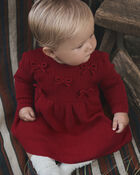 B&eacute;b&eacute; fille - Robe chandail tricot en coton biologique, image 2 sur 5 diapositives