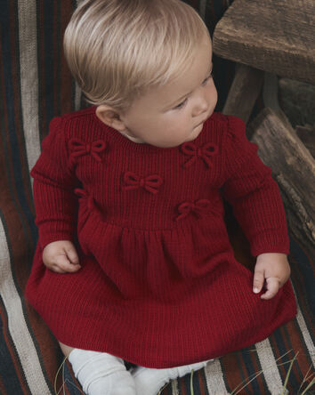Baby Girl Organic Cotton Sweater Knit Dress, 