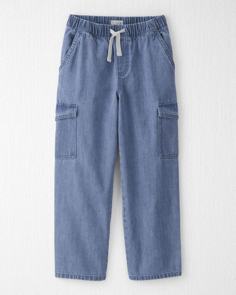Kids Organic Cotton Denim Cargo Pants, image 1 of 6 slides