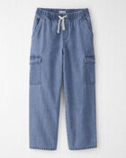 Kids Organic Cotton Denim Cargo Pants, image 1 of 6 slides