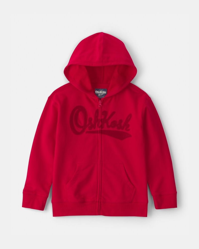 Kid OshKosh Logo Zip-Up Hoodie - Red, image 1 of 4 slides