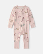 Baby Girl Woodland PurelySoft&trade; 2-Way Zip Sleeper - Pink, image 2 of 9 slides
