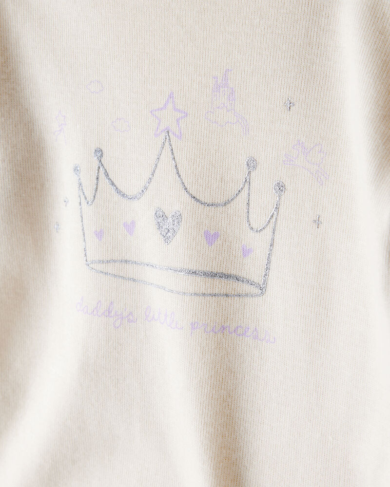 Baby Girl Princess Print Cotton Long-Sleeve Bodysuit & Pant Set - White/Purple, image 2 of 5 slides