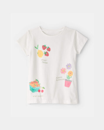 Toddler Girl Floral Fruit Graphic Tee - White, 