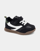 Toddler Boy Striped Sporty Sneakers - Black/White, image 1 of 6 slides