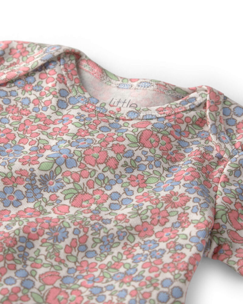 Baby Girl 3-Pack Organic Cotton Bodysuits in Spring Floral, image 2 of 6 slides