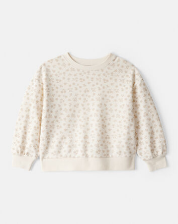 Tout-petit fille - Sweat à capuche à manches longues en jersey français à imprimé floral - Ivoire, 