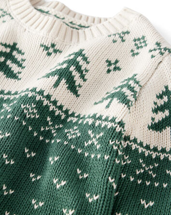 Baby Organic Cotton Fair Isle Sweater Knit Pullover, 