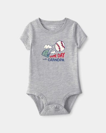 Baby 'Gameday With Grandpa' Graphic Bodysuit - Grey, 