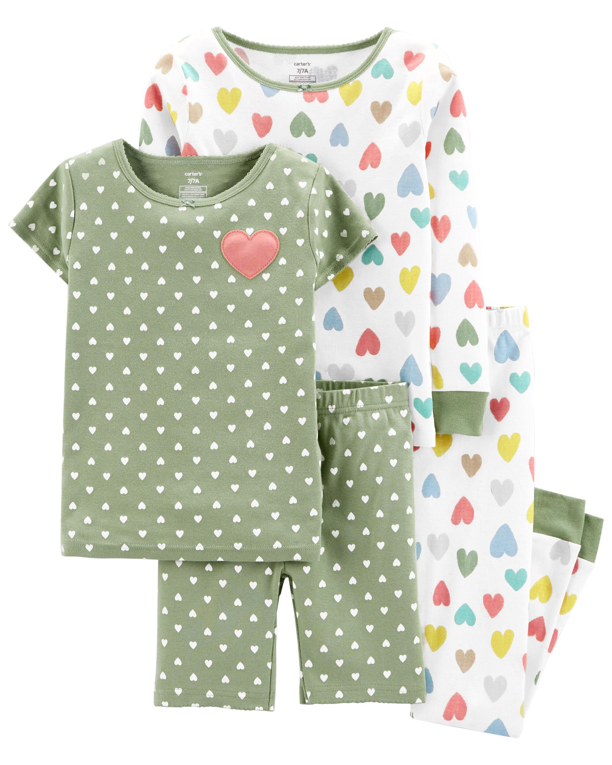 Green 4 Piece Hearts 100 Snug Fit Cotton PJs Carter s Oshkosh