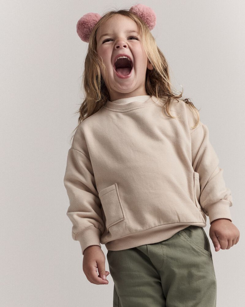 Toddler Otter Sweatshirt™ with Pockets - Khaki, image 1 of 7 slides